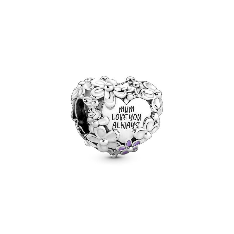 Charm corazón con margaritas mamá