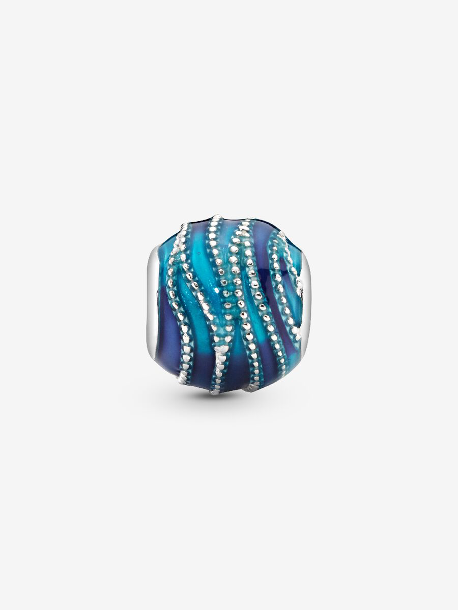 Charm Remolino con esmalte azul y azul agua transparente
